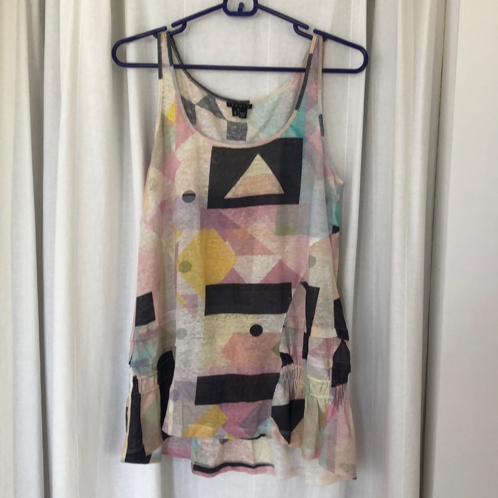 theory linen tank top geometric pattern sz S worn once!